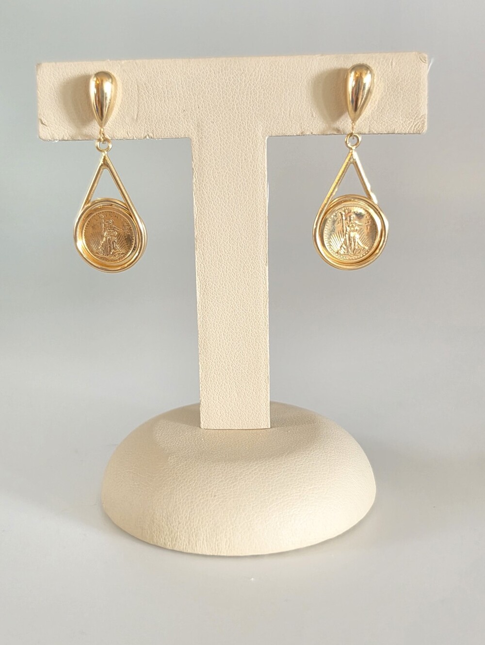 Walking Liberty Miniature Coin 14k Gold Earrings - Picture 10 of 15
